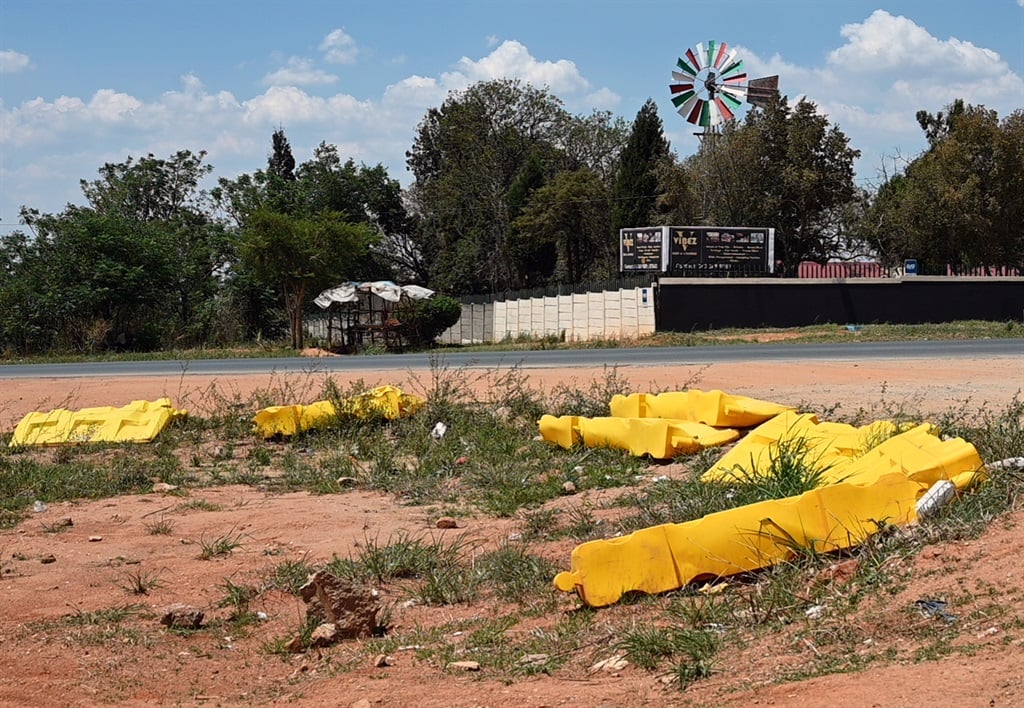 Yellow plastic roadblocks worth R1.00