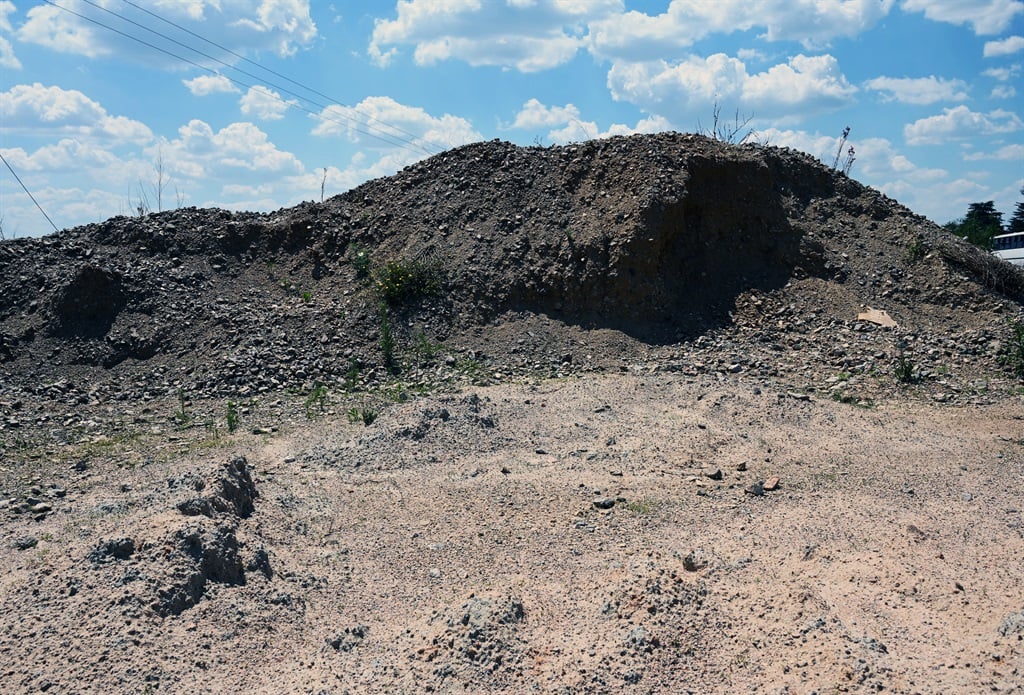 Crushed road base sand, costing about R600 per cubic meter