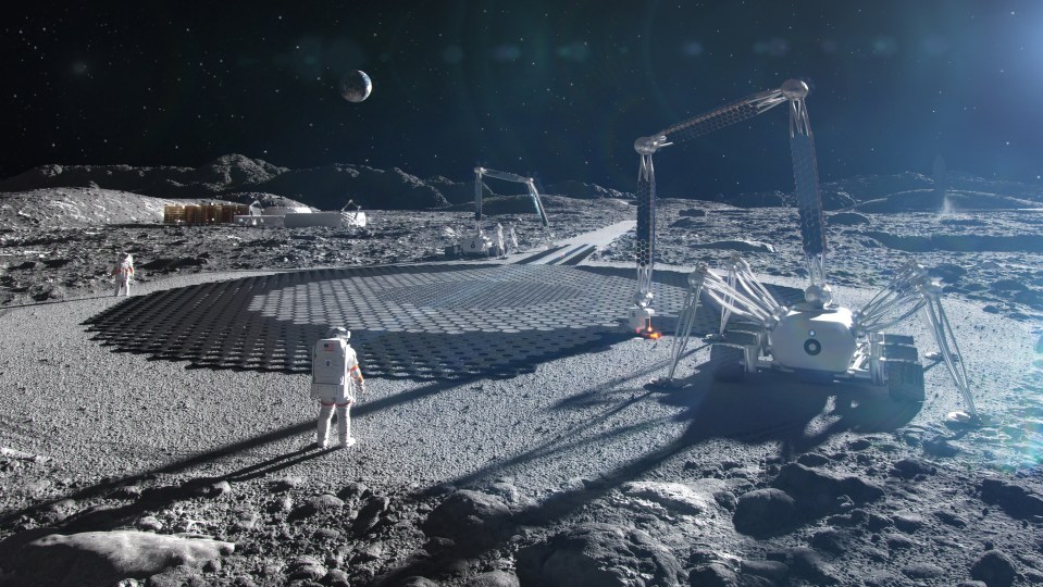 Giant robots will 3D print structures on the lunar surface using local materials