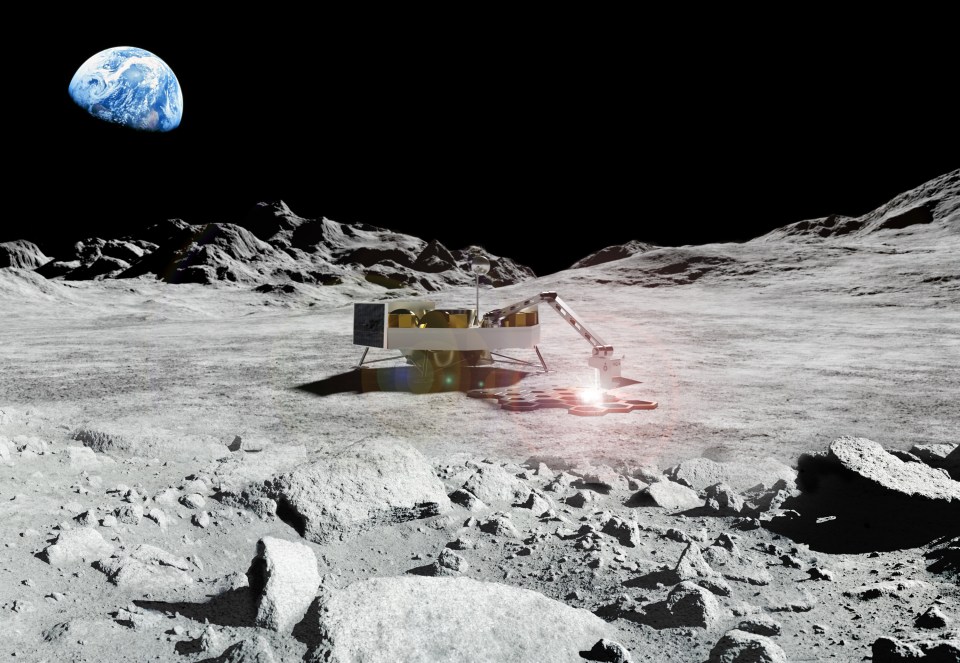 Robots will harvest moon rocks - known as regolith - to build the alien buildings