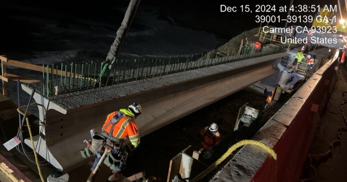 Huge concrete beams drive through Highway 1 overnight, causing closures