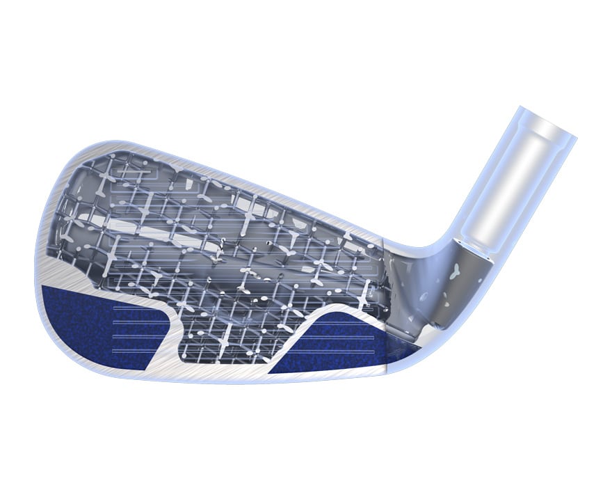 The internal lattice structure of the 3D printed tour Iron. Image about Cobra Golf.