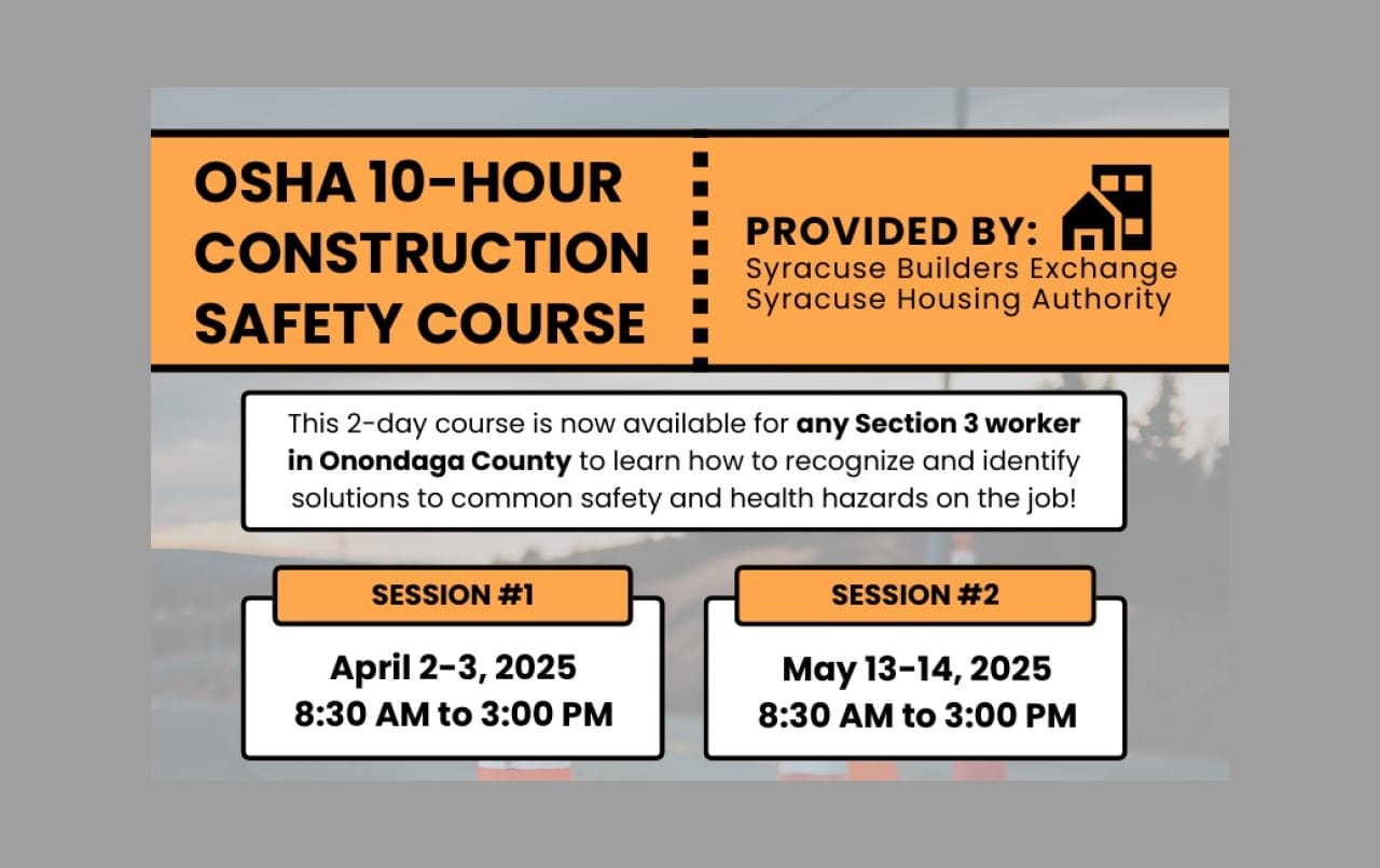 Free OSHA 10-hour construction safety training offered in Syracus