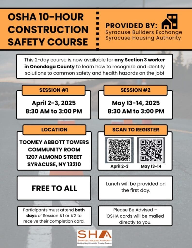 Free OSHA 10-hour construction safety training offered in Syracus