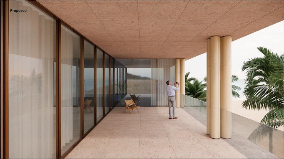 A significant change in the redesign was to replace the curved terracotta details on the balcony with flat coral stone. The above rendering shows the updated balcony design.