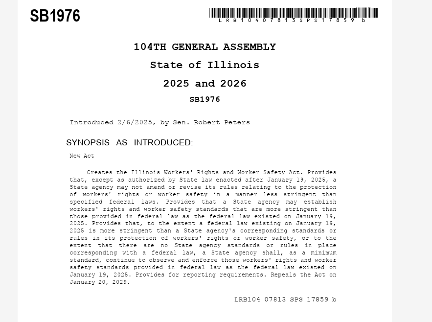 The Senate of the Senate of Illinois promotes the protection of employees in the midst of potential federal rollbacks