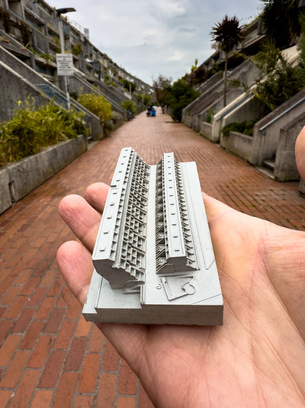Mini building in front of a larger building