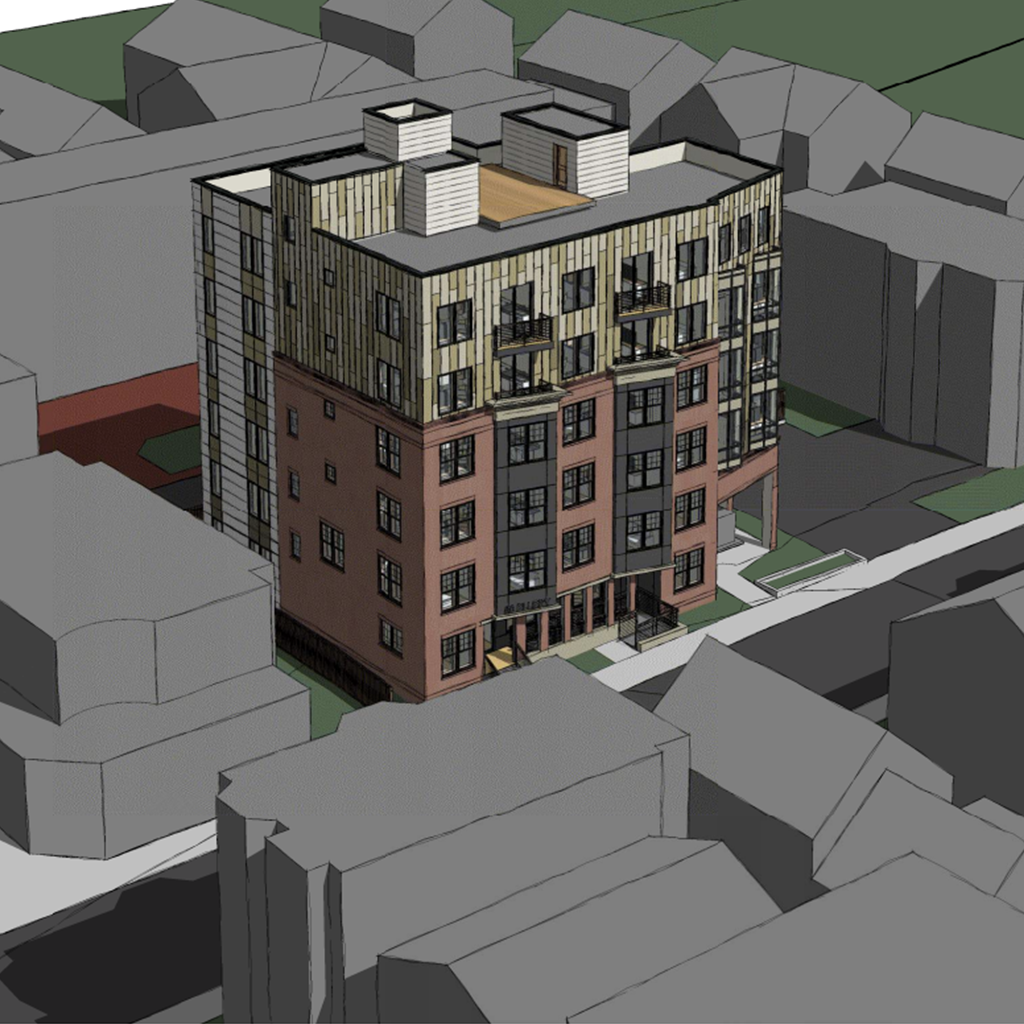 The six -story development in a historical neighborhood throws concerns for the residents along the Ellery Street