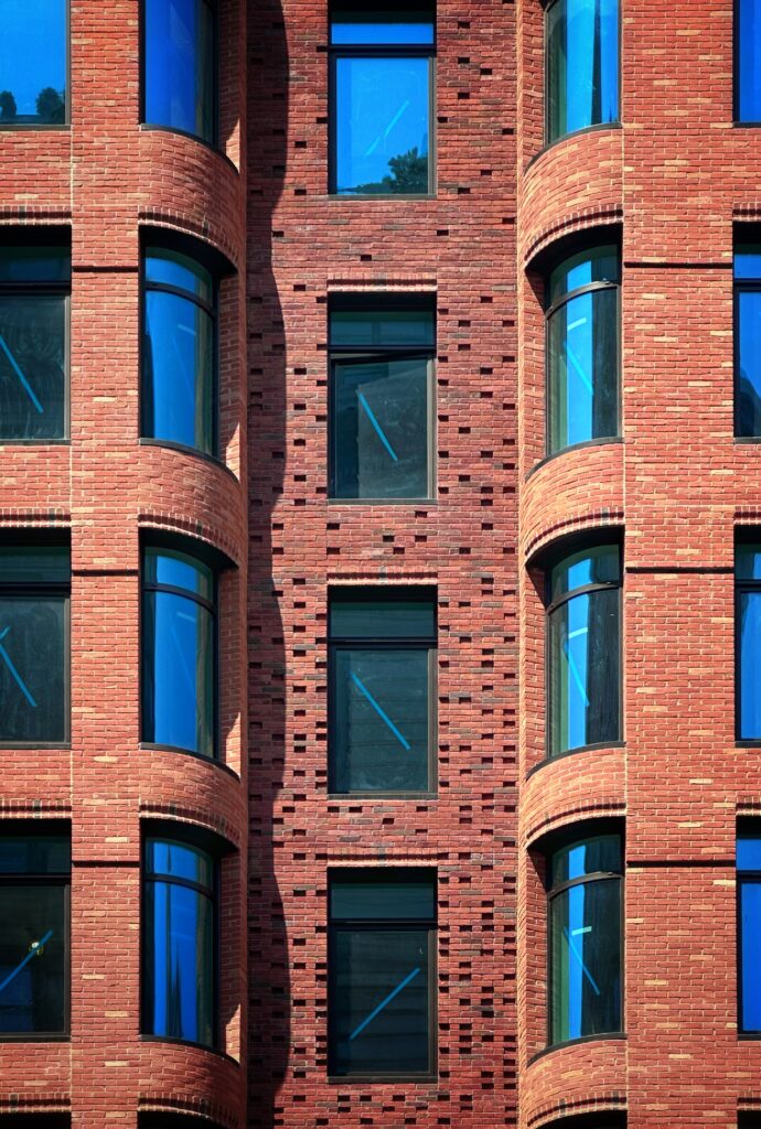 The brick facade of the village West is approaching the completion in the 525 Sechth Avenue in West Village, Manhattan