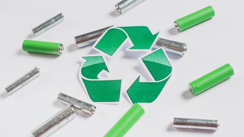 Recycling symbol batteries recycle white background Recycle icon batteries whitus-background
