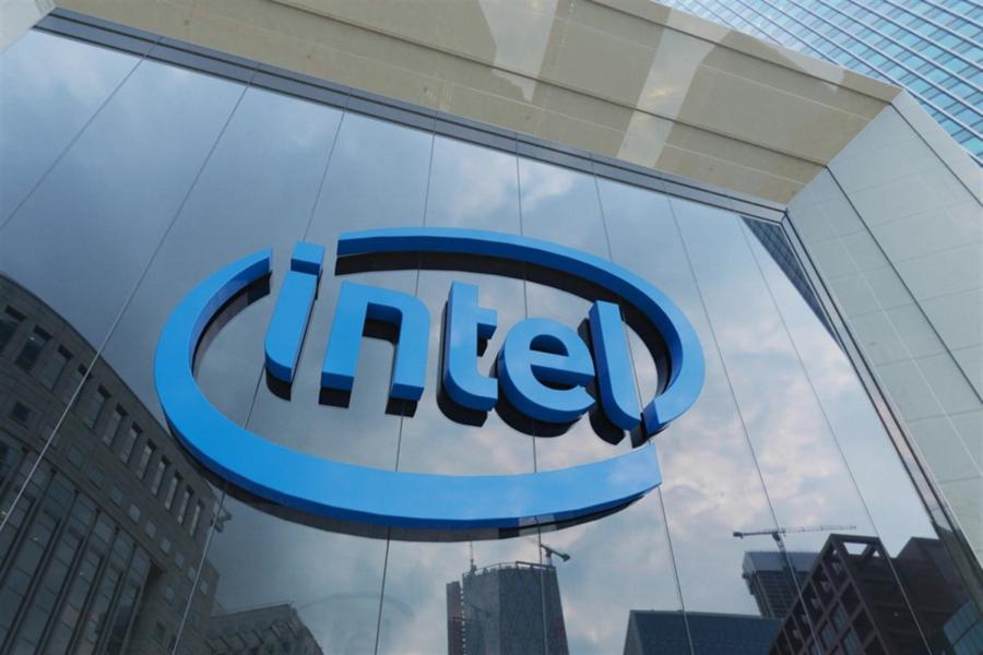 Intel logo at the building