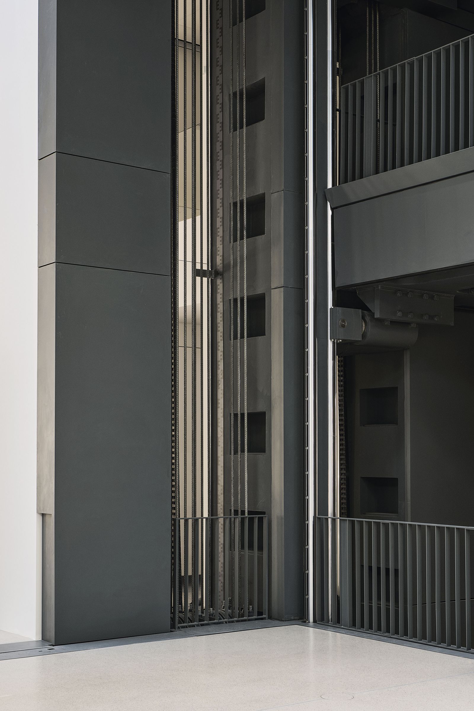 A corner view of the mechanical system.
