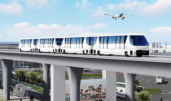 The rendering of Lax Automated People Mover-Zug on the increased management instructions and the schedule delays that overlap with the improvements of Skanska-Flatirron's road traffic.