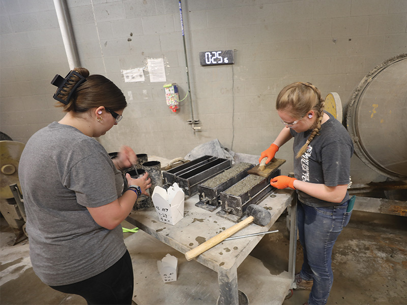 Students of Dr. Tyler Ley worked with concrete blends.