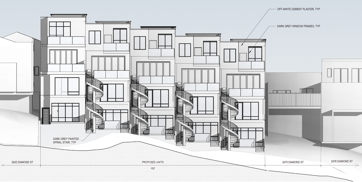 2442 Diamond Street Elevation, illustration of Stanton Architecture