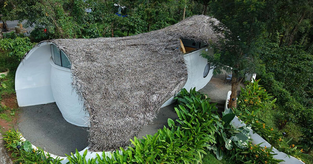 Organic clay shell roof, sculptural eco retreat in India