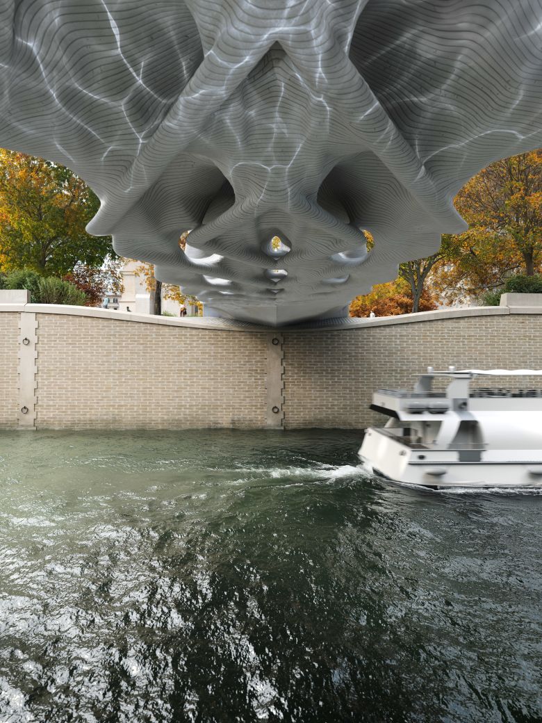 This digital rendering, showing the underside of the bridge, shows its undulating contours.